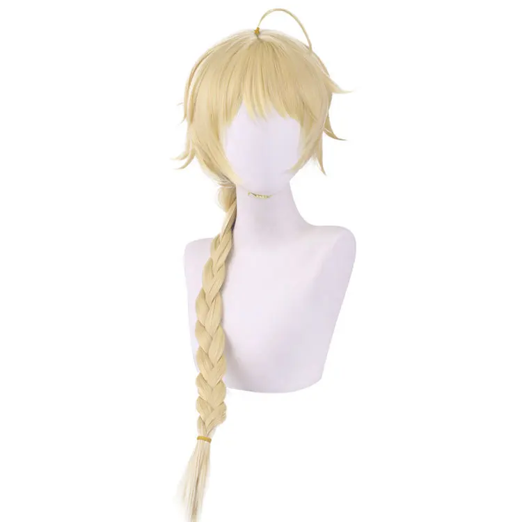 Genshin Impact game Traveler Aether Sora Bright Gold Anime Cosplay Heat Resistant Synthetic Wig Halloween free wig