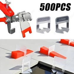 500PCS Tile Leveling System 0.35mm 0.5mm Leveler Base Tile Leveling Toolkit Tile Leveling Shims Clamps Wedges Construction Tools