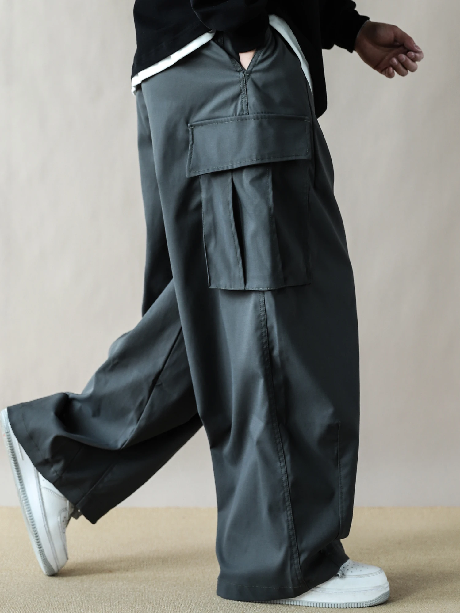 

Мужские повседневные брюки свободного кроя с прямыми штанинами, цвет кофе, с множеством карманов, длинные, весенние, рабочие, молодежные, из полиэфирного волокна