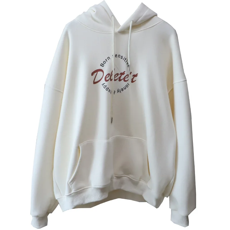 ay سترة نسائية بقلنسوة Jaet 2025 جديد لخريف وشتاء Thiened Fce بلوزة أمريكية فضفاضة كبيرة الحجم للنساء #5