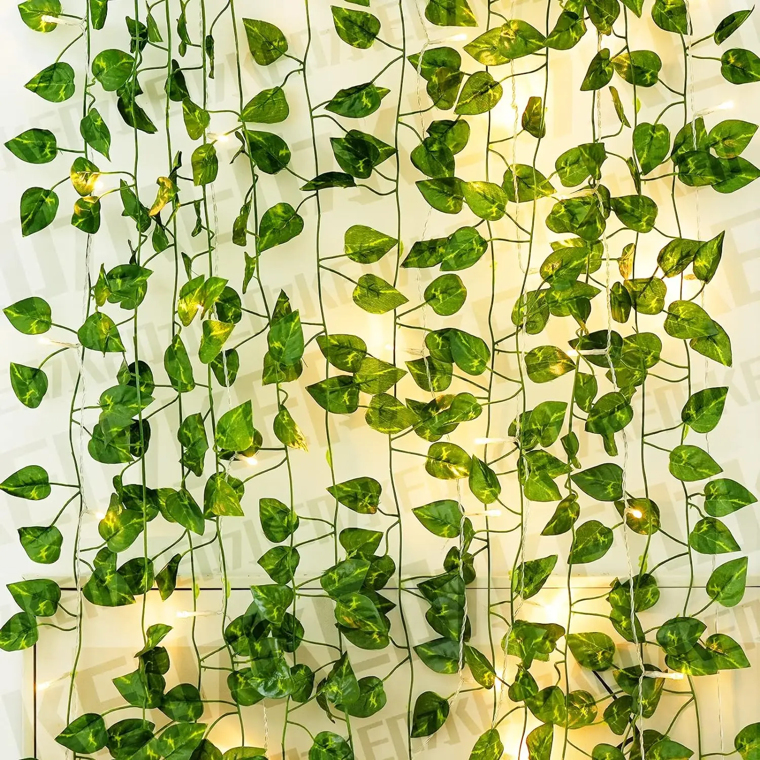 2 Meters  Artificial Green Leaf Vine Home christmas  Wedding Bridal garden wall Hanging green plants party Decoration LED light image 4