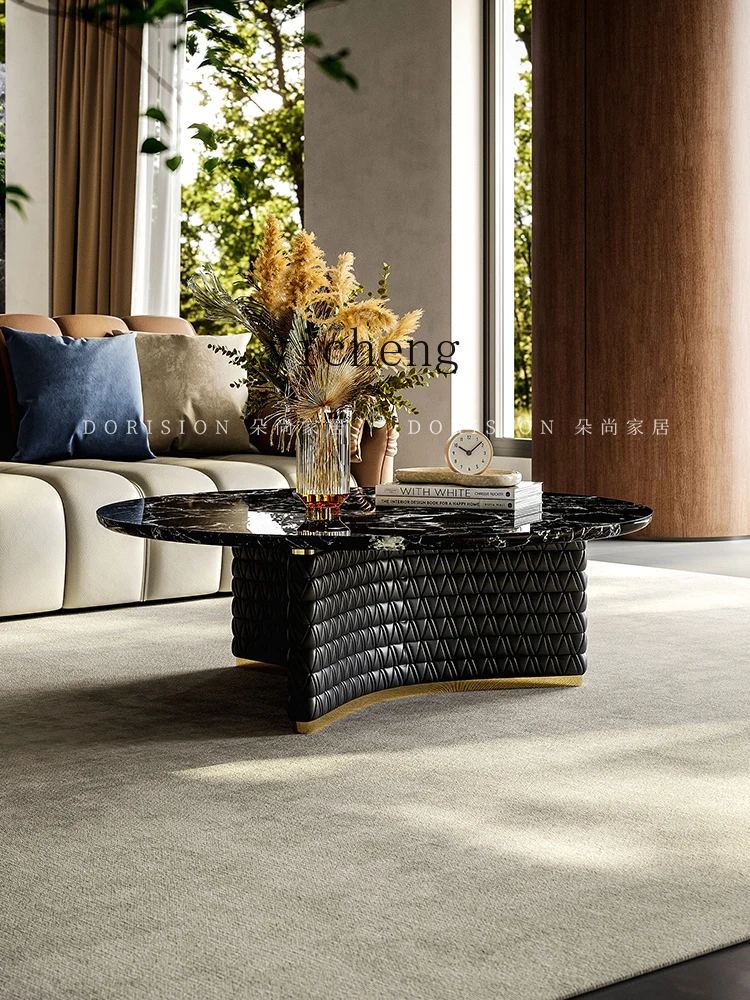 

XL Italian light luxury coffee table living room home high-end marble round coffee table