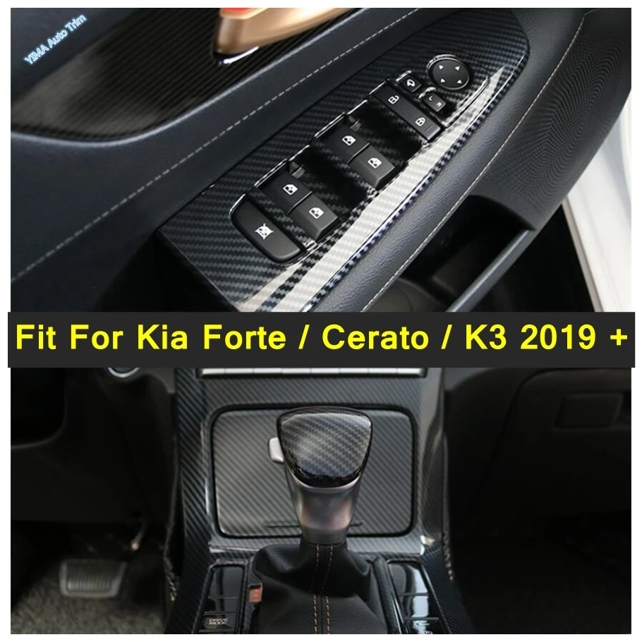 

Car Gear Lever Shift Knob / Window Lift Button Decor Cover Trim For Kia Forte / Cerato / K3 2019 - 2023 Carbon Fiber Accessories