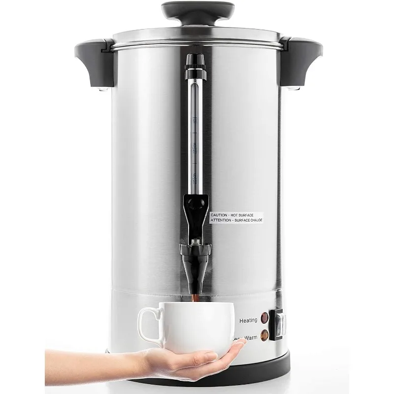 

SYBO 2022 UPGRADE SR-CP-100B Commercial Grade Stainless Steel Percolate Coffee Maker Hot Water Urn for Catering, 100-Cup 16 L,