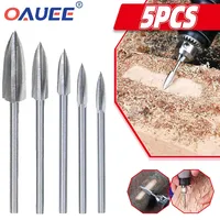 5Pcs Wood Carving Drill Bit HSS Engraving Drill Bit Set Solid Carbide Root Milling Grinder Burr Precise Woodworking Carve Tools