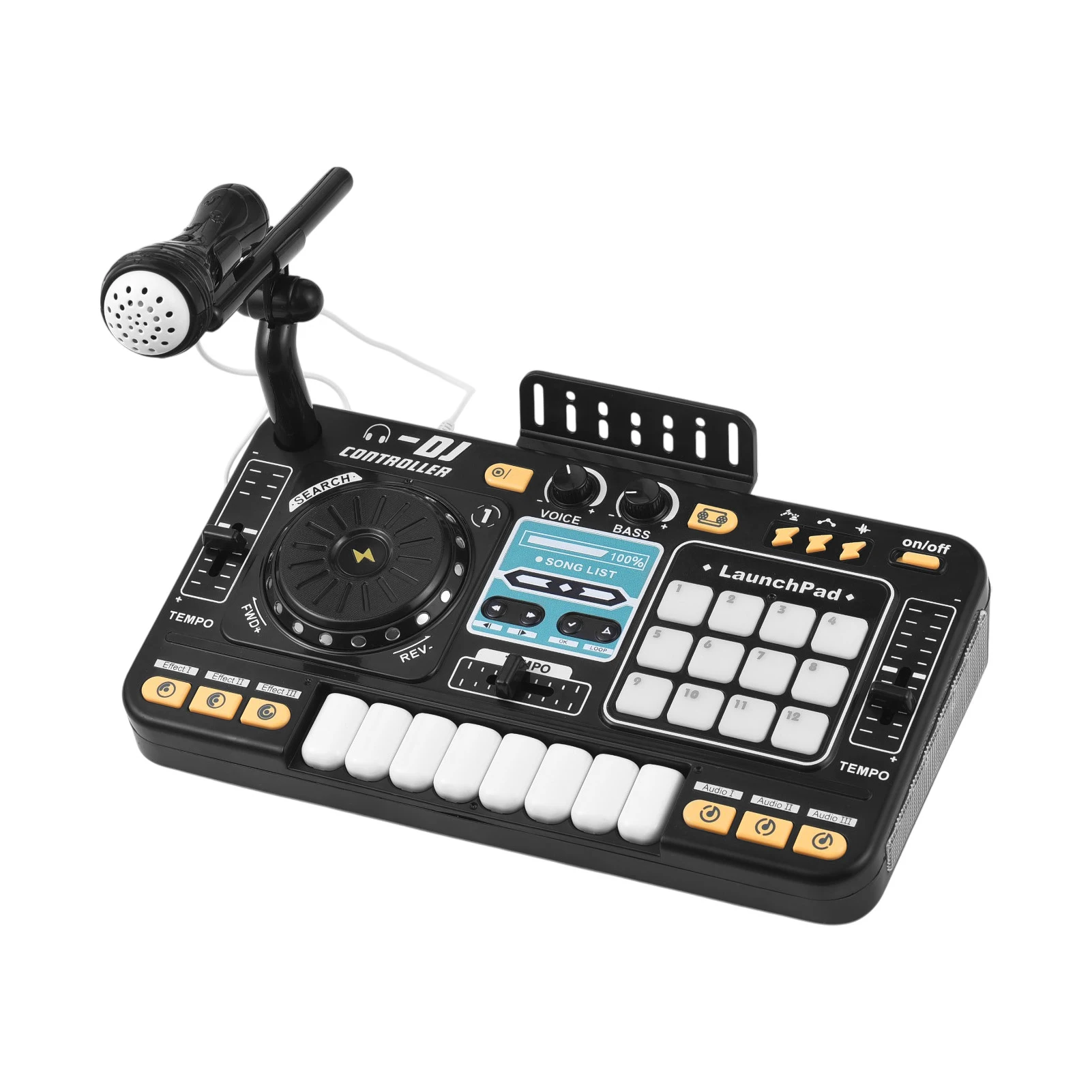 

DJ-контроллер для детей, электронная клавиатура, BT DJ-микшер, столик с регулируемым микрофоном и динамическими световыми эффектами