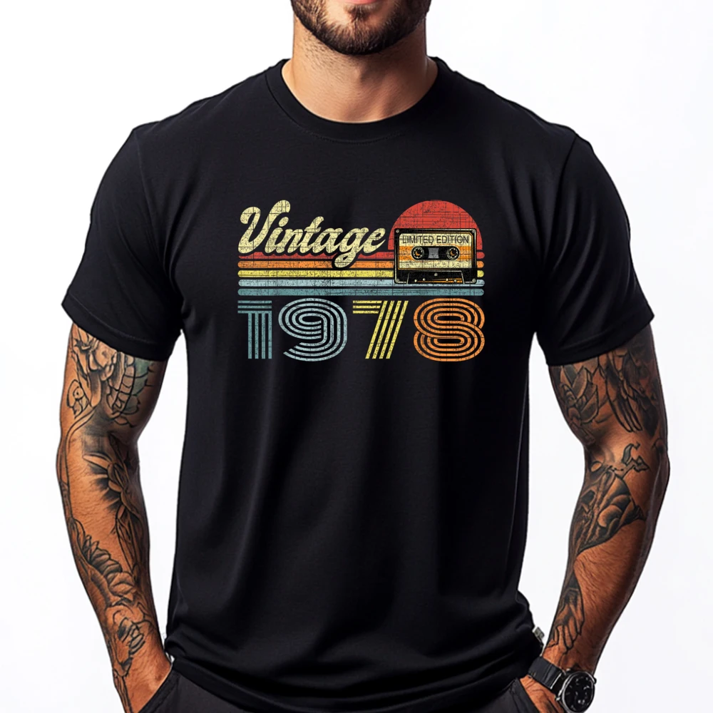 

Retro Audio Cassette Since 1978 44th Birthday Blank T Shirt 100℅ Cotton Luxury Brand Mens Graphic Tshirts Fashionable T-Shirts