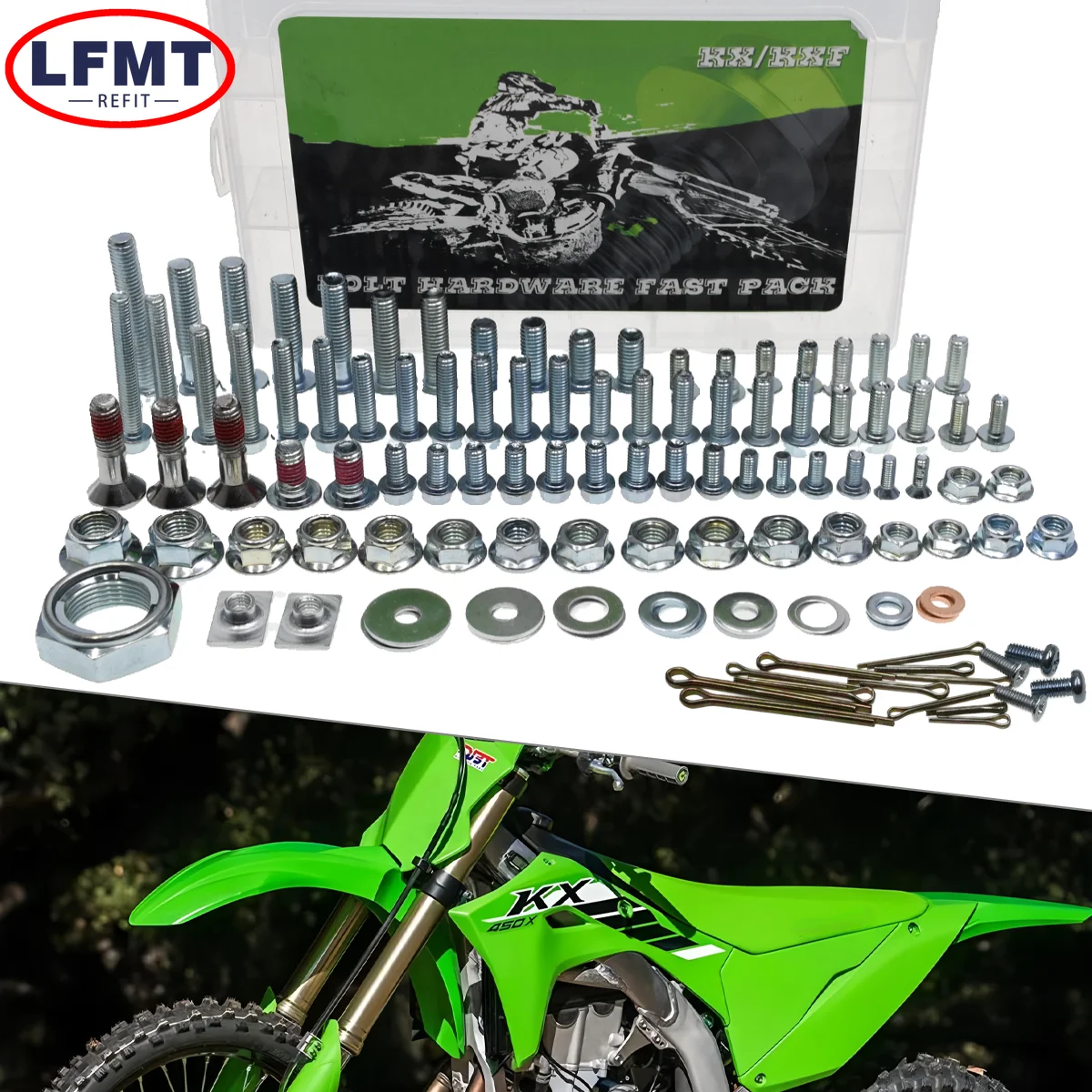 

Для Kawasaki KX KLX KXF KX80 KX85 KX100 KX125 KX250 KLX125 KLX250 Аппаратный болт для мотоцикла Полный пластиковый комплект креплений 2003-2025