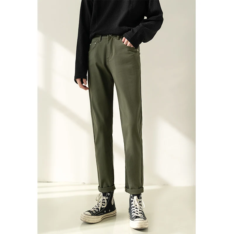 Spring Autumn Slim Fit Men's Jeans Straight Leg Trendy Nine Points Pants Cotton Lycra Youth Fashion Casual Straight Tube