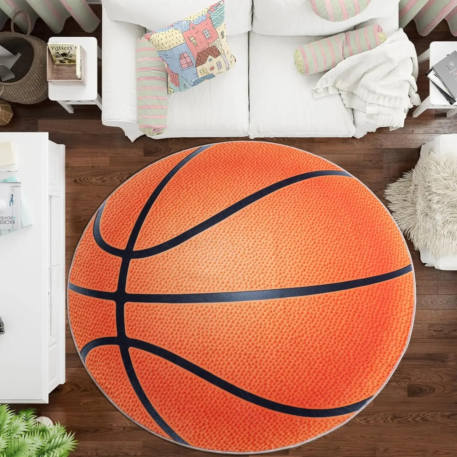 مجموعة سجادة بنمط كرة رياضية - غرفة المعيشة وغرفة النوم وديكور المنزل وسجادة مضادة للانزلاق وتصميم كرة السلة وكرة القدم والبيسبول