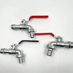 1/2inch 3/4 inch Zinc Alloy Lever Water Tap Faucet Ball Type Valve Red Handle Hose Plug For Washing Machine Garden Watering