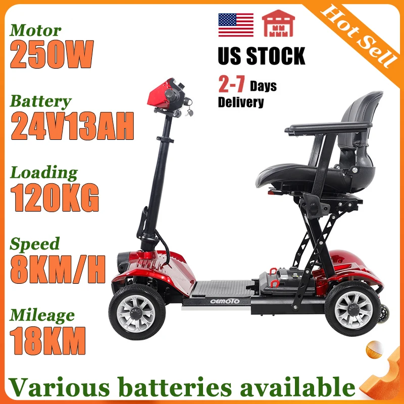 

Disabled 4-wheeler Adults Leisure Mobility Scooter US Warehouses Spot Goods 3-10 Days Folding Elderly Portable Electric Scooter