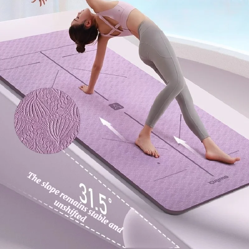 Double Layer Yoga Mat, Thickened Anti Slip Skipping Rope Mat, Widened Fitness Mat, Household Outdoor Yoga Mat and Auxiliary Prod
