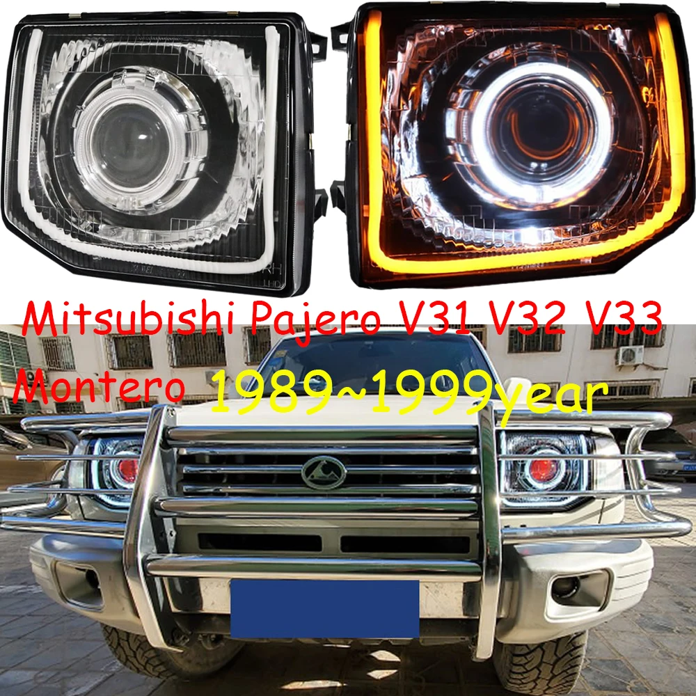 

Car Bumper Montero Headlamp For Mitsubishi Pajero Headlight V31 V32 V33 1989~1999y DRL Car Accessories Pajero Daytime Light Fog