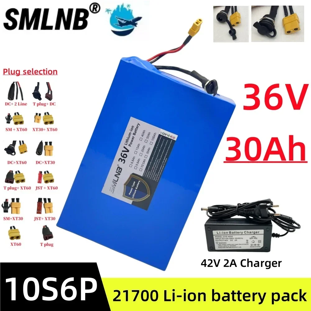 

High-power 21700 Lithium Battery pack 36V 10S6P 30000mAh Suitable for Bicycles, Wheelchairs, Outdoor Motorcycles, Built-in BMS