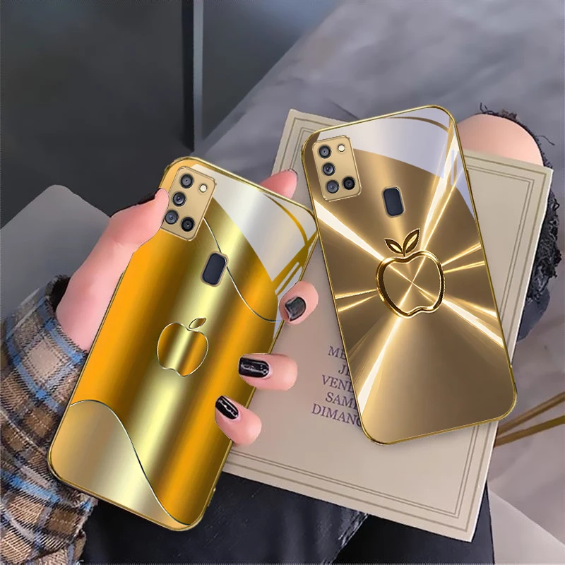 دافئ الذهبي لطيف التفاح لسامسونج A 70 71 72 73 14 15 13 16 25 A26 31 32 33 34 35 50 51 52 53 54 55 56 الزجاج الذهبي جراب هاتف