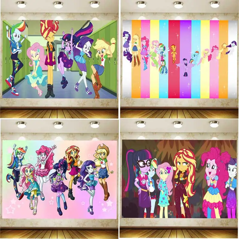 

Rainbow Pony Girl Birthday Party Background Supplies Banner Living Room Decoration Background Photography Props baby shower