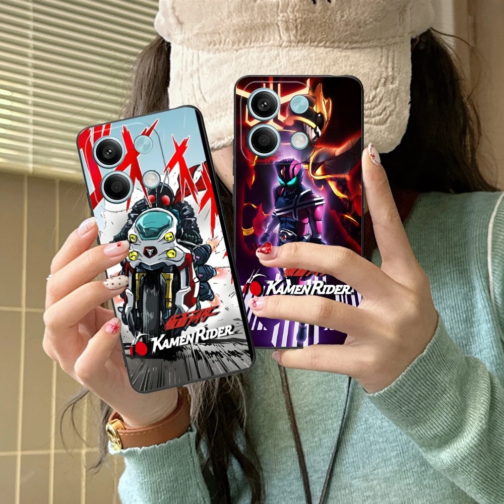 Anime Kamen Rider Mobile Cell Phone Case for Xiaomi Redmi Note 13 12 11 10 9 8 7 6 S A Pro Lite Plus 5G Black Phone Cover Shell