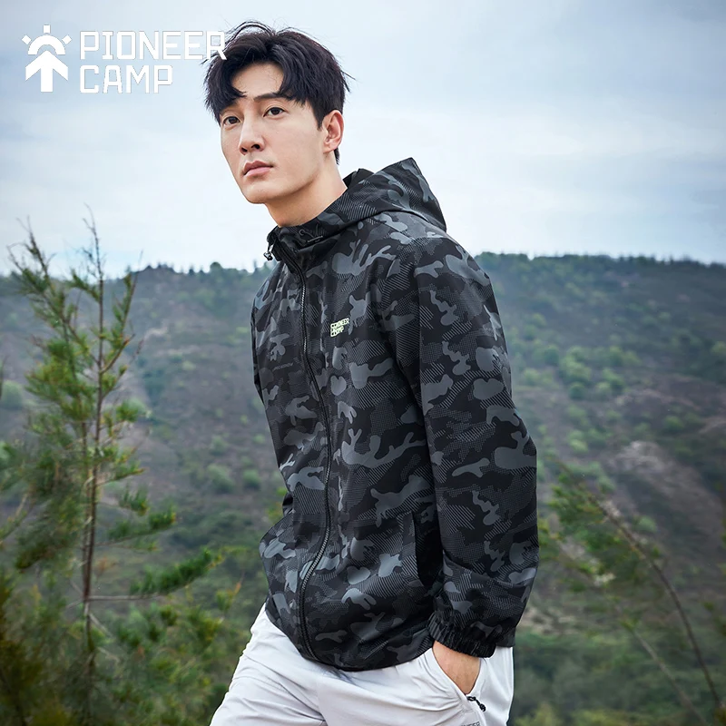 Pioneer Camp 2022 New Autumn Men\'s Camouflage Hooded Jacket Outdoor Sports Fashion Tide Zipper Jacket AJK205028