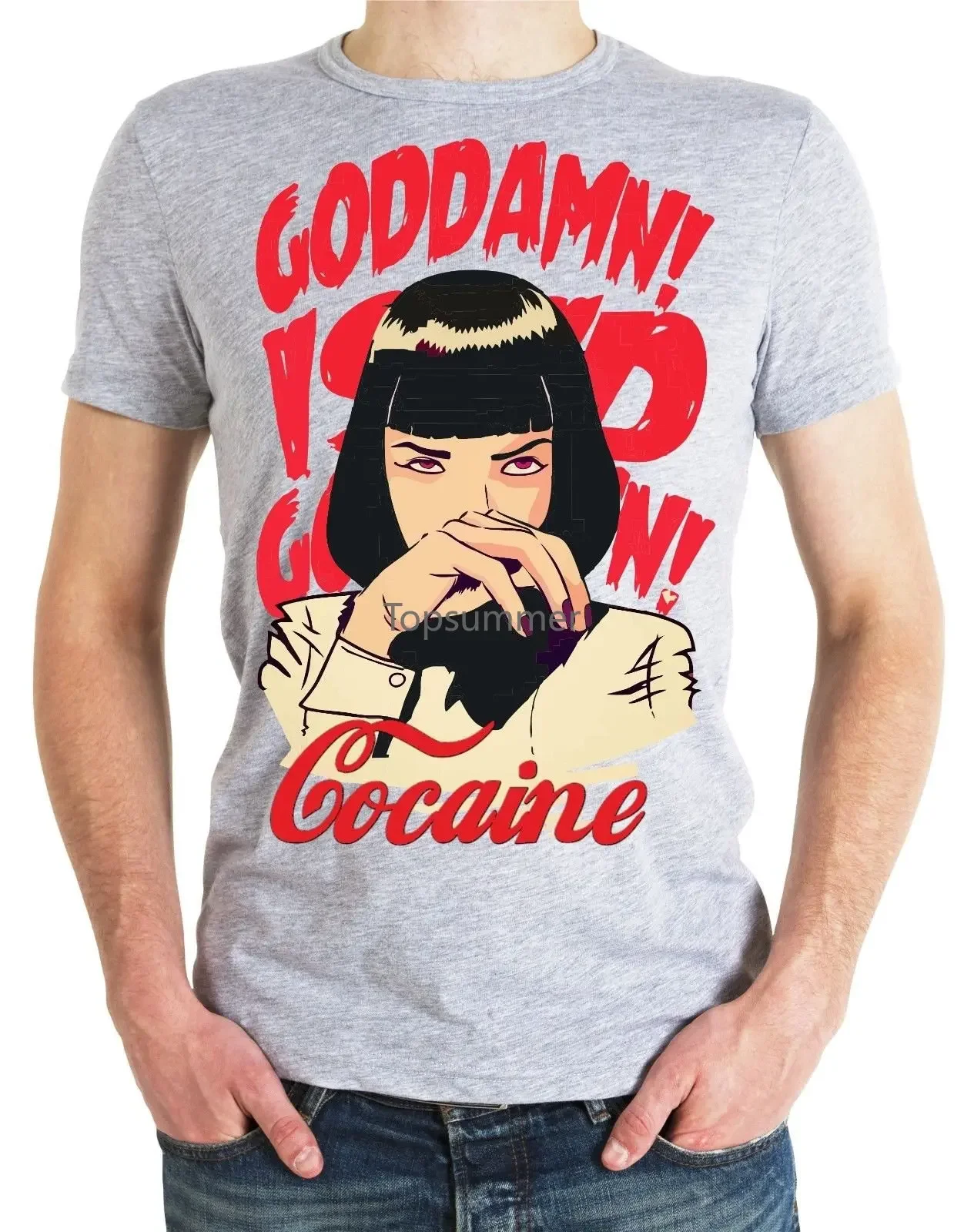 

Pulp Fiction T-Shirt Inspired Mia Wallace Crime Mafia Movie Drugs Tarantino 2 T Shirts Casual Brand Clothing Cotton