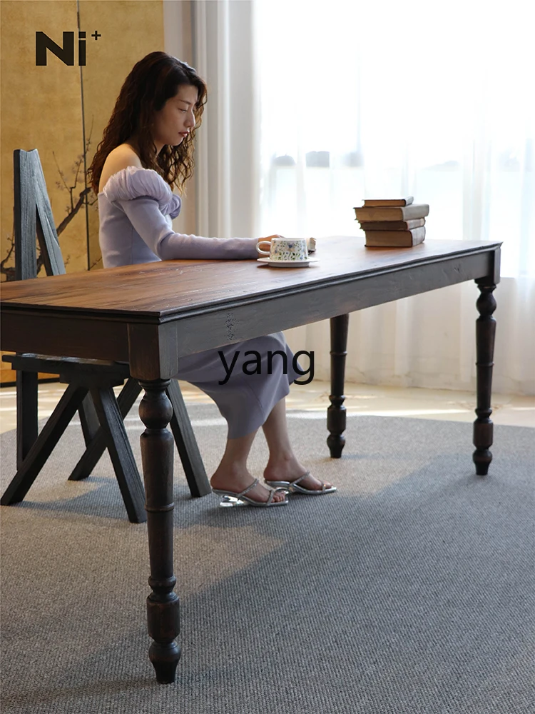 

LMM solid wood desk antique dining table French retro style study writing desk