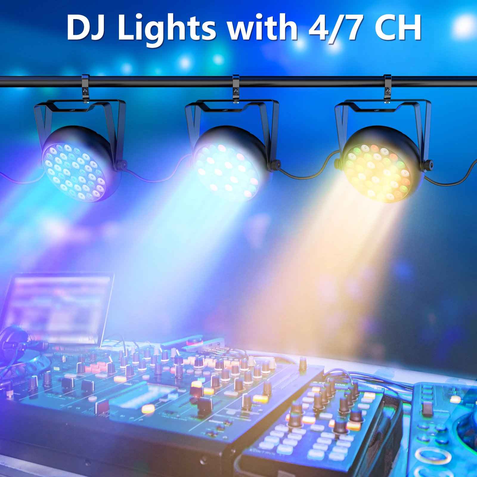 36 LED RGB Par Light with Remote Control for Party KTV Disco Stage Lighting DMX512 Lamp for DJ Booth Home Theater Wedding view 6