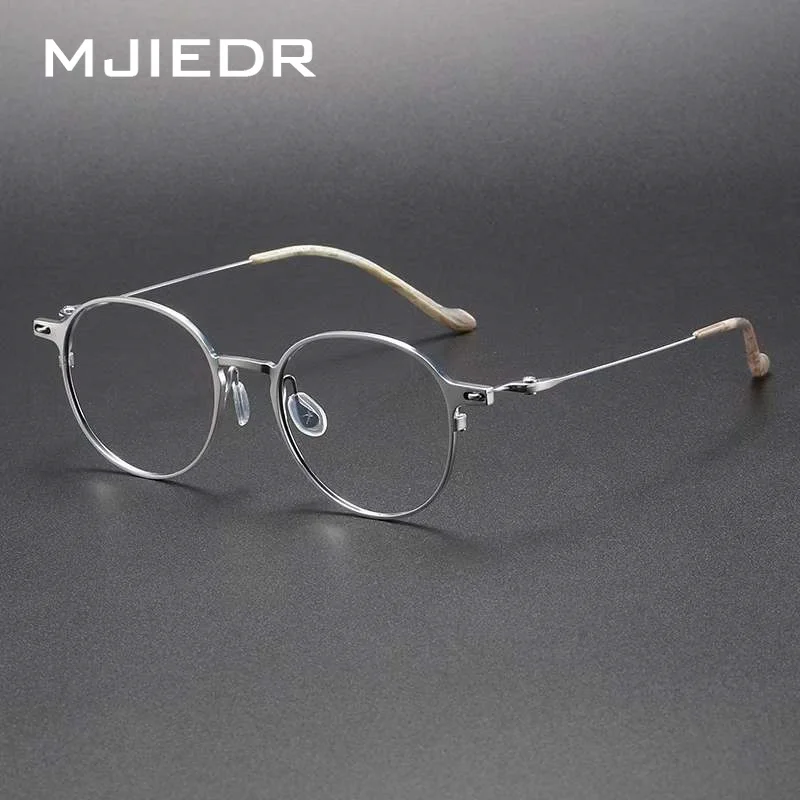 Top Quality  PURE Titanium Men Glasses Myopia Retro Round front Eyeglasses Extra Lightweight Prescription Women Eyewear