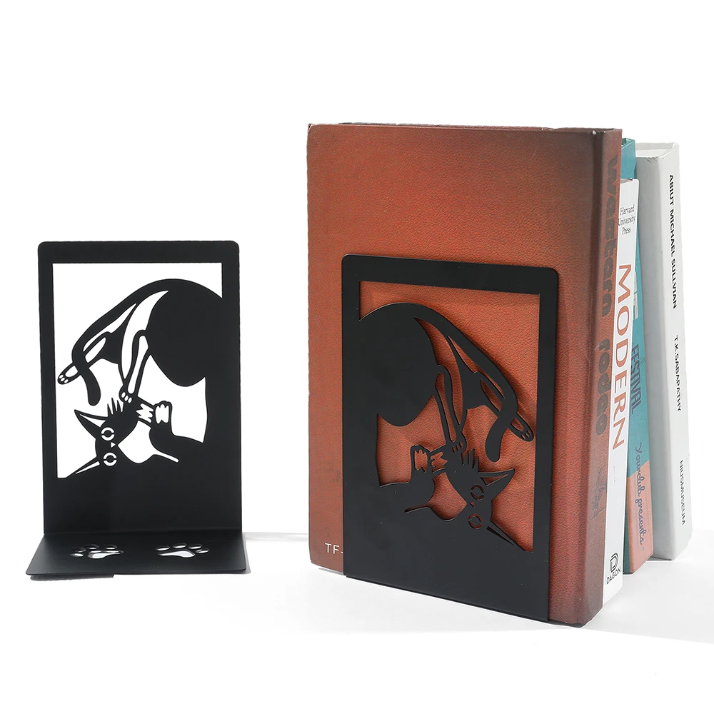 Imagem -06 - Black Cat Ferro Pesado Livro Termina Book Rack Stand Ferro Bookends Presente para Amores Home Desk Material de Escritório Pcs Estilo