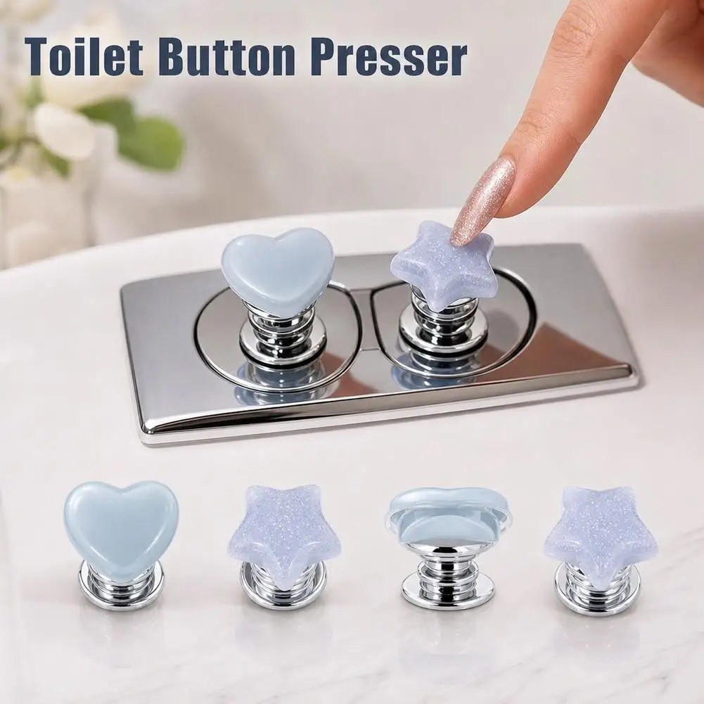 Handle Toilet Press Button Heart Shaped Press Tank Push Switch Toilet Bathing Room Decor Water Press Flush Button Home Tools