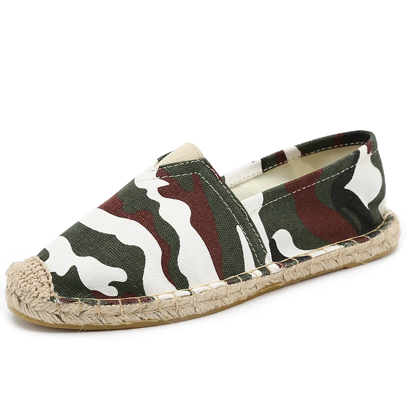 Zapatos Casuales para Hombre, Estilo Slip-On, de Cáñamo, Verano-Otoño 2026, Zapatos de Lona Transpirables con Graffiti, Alpargatas, Calzado Plano para Mujer