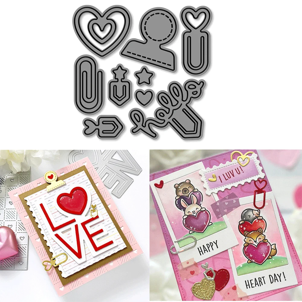 Valentinstag-Thema, Büroklammern Metall-Stanzformen Prägestanzformen für DIY-Kartenherstellung Scrapbooking Bastelbedarf