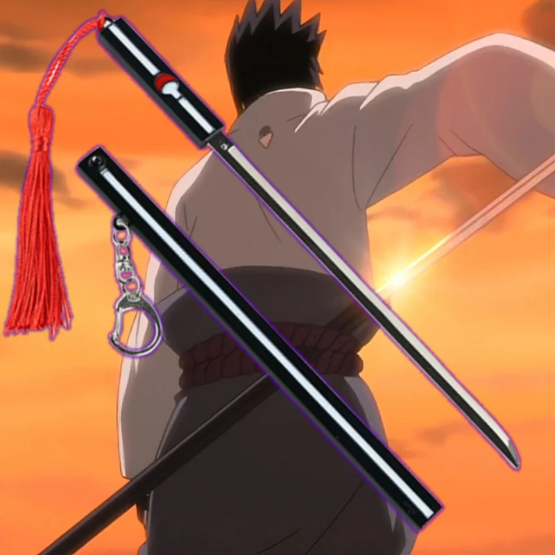 

Naruto Anime Keychain Uchiha Sasuke Kusanagi Sword Model Keyring Metal Pendant Backpack Accessories Halloween Birthday Gift