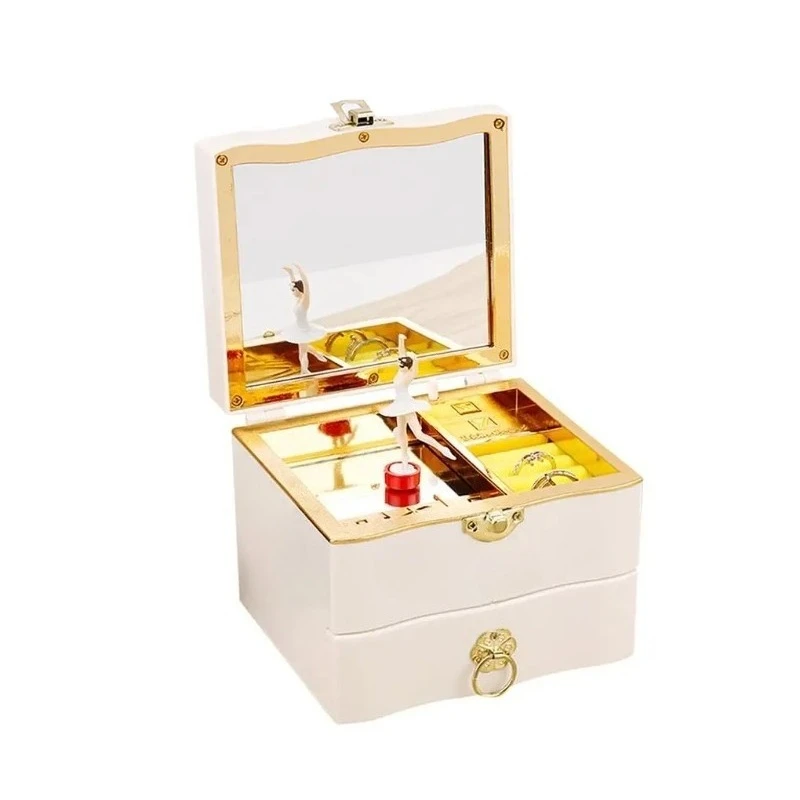 Heart Shape Classical Musical Jewelry Box Rotating Ballet Dancer Ornament Storage Case Romantic Holiday Present Decor