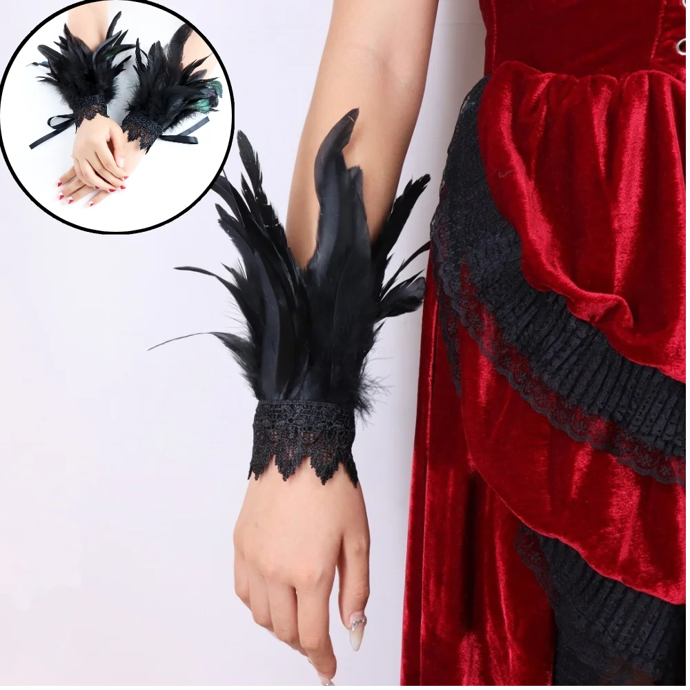 

Средневековый браслет из искусственных перьев, аксессуары для костюмов на Хэллоуин, реквизит для сценического костюма