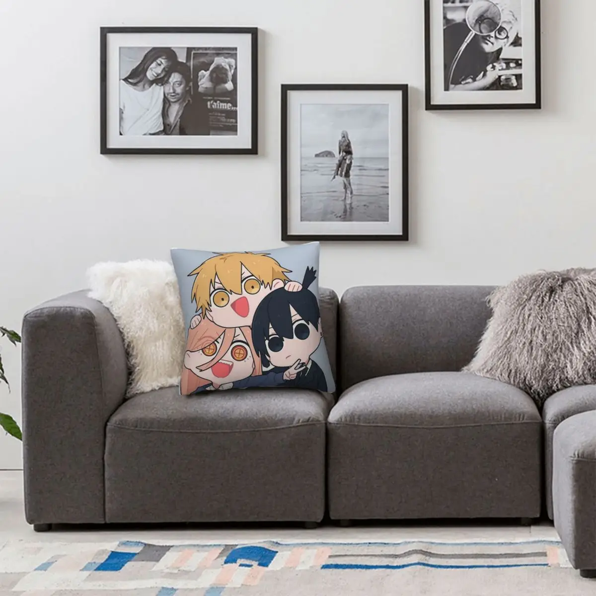 Cartoon Cute Chainsaw Mans Anime Square Pillowcase Pillow Cover Cushion Zip Decorative Comfort Throw Pillow for Home Car