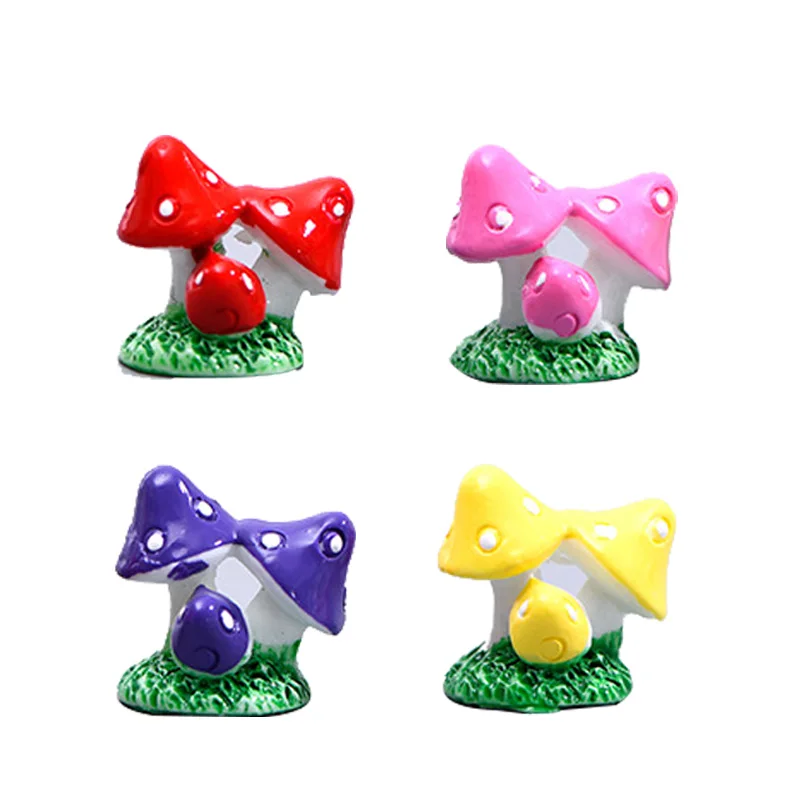 4pcs Simulated Mushroom Miniature Figurine Plant Micro Landscape Home Decoration Fairy Mini Garden Ornament DIY Accessories