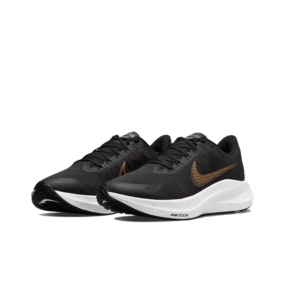 Original Nike Zoom Winflo 8 Black Gold Color Unisex Men and Women Running Casual Breathable Shoes Sneakers CW3419-009