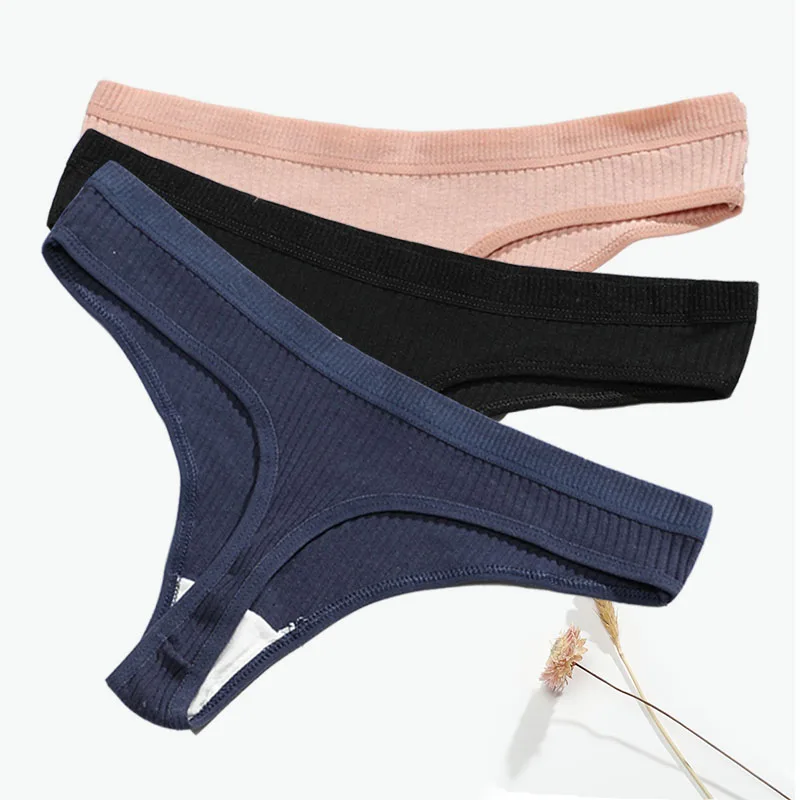 New G-string Panties Women Cotton Underwear Sexy Panties Girl Underpants Thong Solid Color Pantys Lingerie Low-Rise G-String