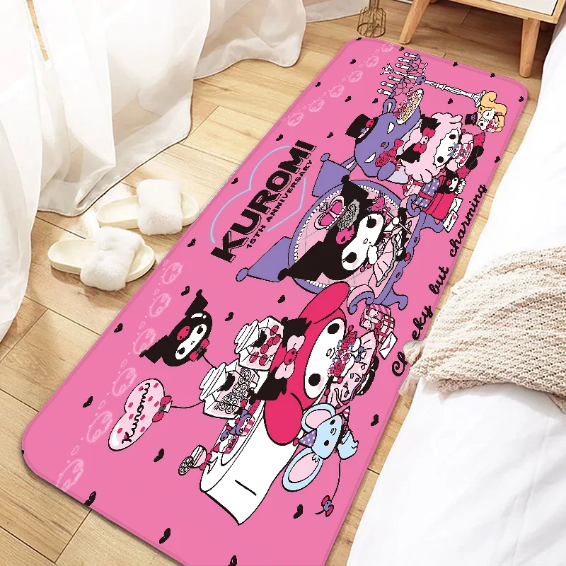 Sanrios Kuromi Door Mat Entrance Non-slip Doormat Washable Kitchen Carpet Living Room Hallway Rugs Bathroom Bath Door Mats