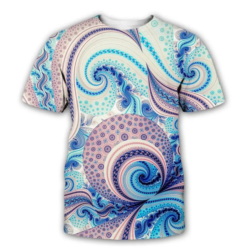 Abstract fashion T-shirts for men and women, casual short sleeved shirts, dreamy 3D fractal art prints, innovative men\'s clothin