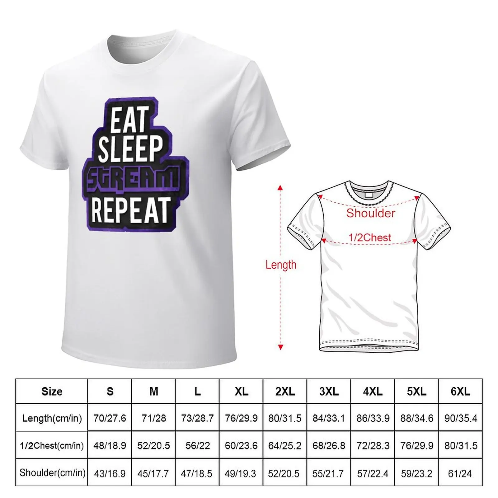 TWITCH - Eat, Sleep, Stream - REPEAT T-Shirt hippie clothes Aesthetic clothing customizeds blanks designer t shirt men