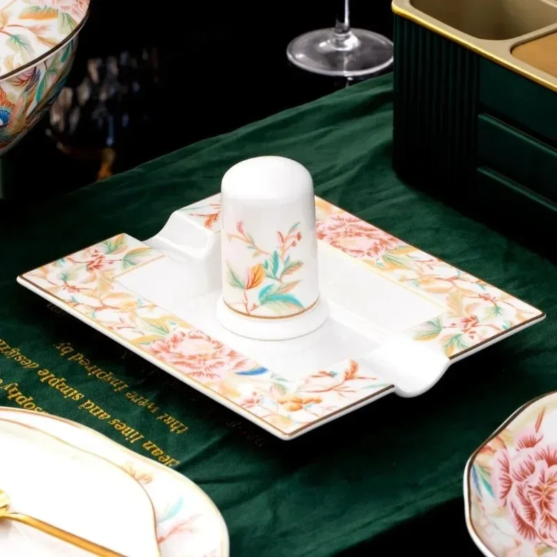 Q-2 New Jingdezhen Ceramic Tableware Set Combination High-end Bone China Bowl Set Tableware Housewarming Wedding Gifts