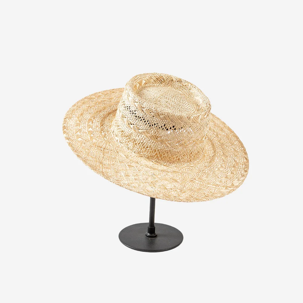 USPOP Spring Summer Fashion Retro Hollow Hand-woven Sisal Wide Brim Straw Hat Ring Top Straw Jazz Fedoras Sun Hat