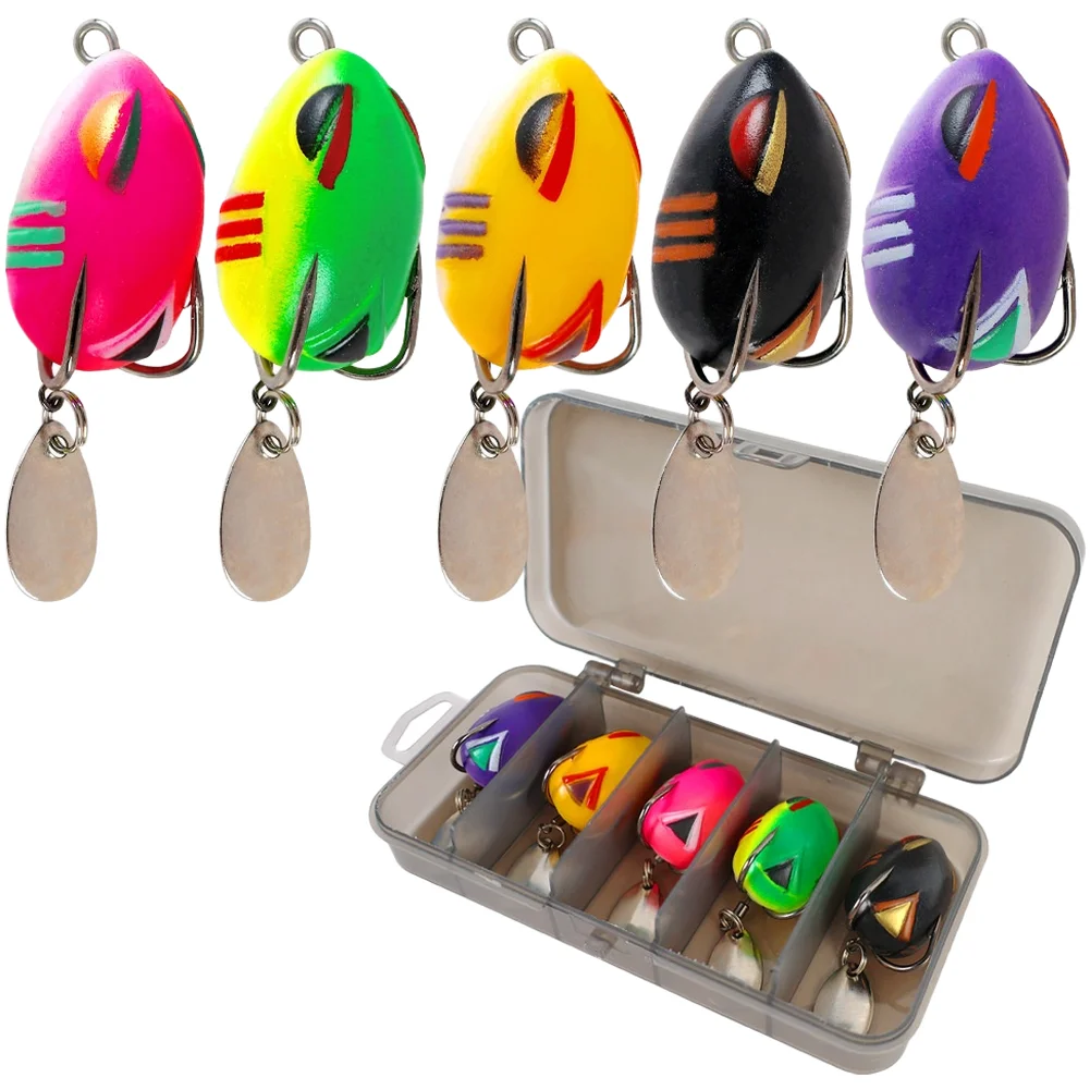 Effective Topwater Fishing Bait Fishing Lure Multicolor Frog Lure 3D Realistic Eyes Soft Silicone Body Carbon Steel Double Hooks