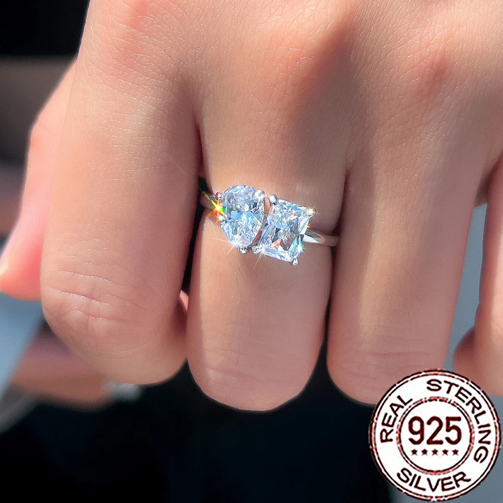 

CWWZircons из чистого серебра 925 пробы, роскошные геометрические блестящие кольца с кубическим цирконом 5А для женщин, изысканное обручальное кольцо, ювелирные изделия, подарки SR008