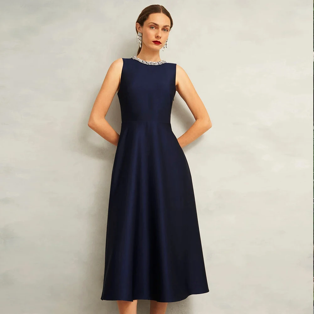 Customized Crystal Luxury Party Dress for Cocktail Party Sleeveless Mother of The Birde Dress Prom Dress for Women Wedding Guest