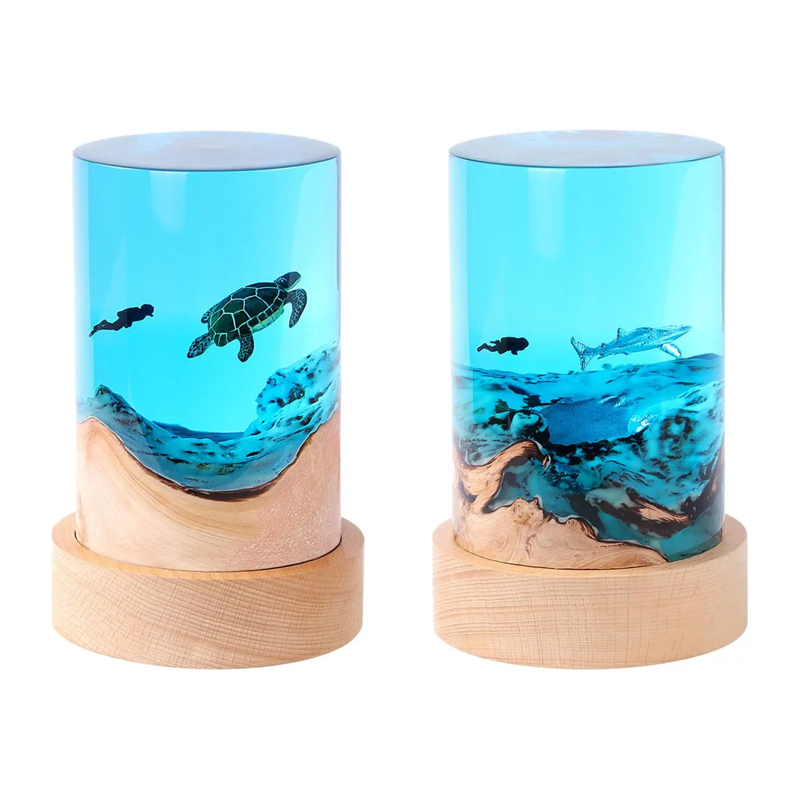 

Diver Ornament Creative Desktop NightStand Sleeping Romantic Resin Night Light Marine Turtle Whale Shark Bedside Lamp Decoration