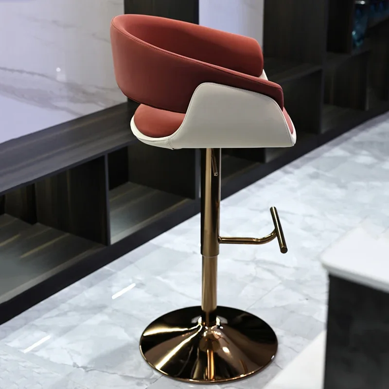 Quality Leather Bar Chairs Nordic Brown Trendy Modern Design Bar Chairs Living Room Swivel Taburete Cocina House Accessories - Image 4