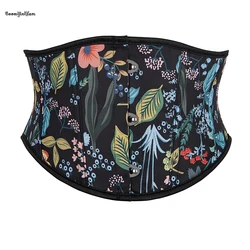 2024 New Oil Paint Flower Embroidered Gothic Underbust Gorset Plus Size Waist Cincher Corset For Women