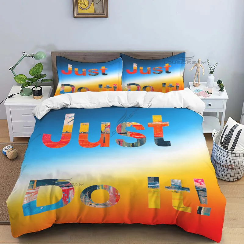 

Fashion J-Just-Do-It Art Patterns Comforter Bedding Set,Duvet Cover Bed Set Quilt Cover Pillowcase,King Queen Size Bedding Set